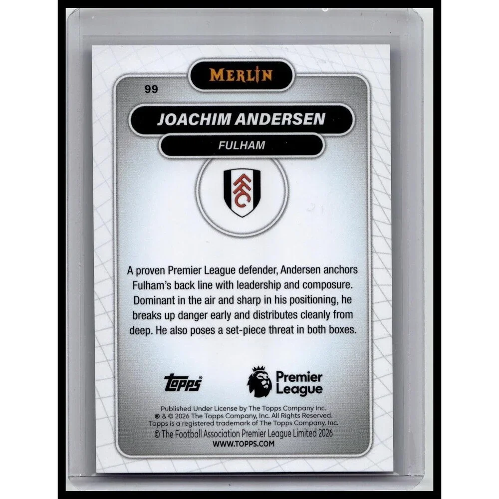 2026 Merlin Premier League #99 Joachim Andersen Blue Mojo Refractor #/150
